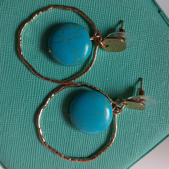Turquoise and Rose Gold Earrings (NWOT) - Picture 3 of 3